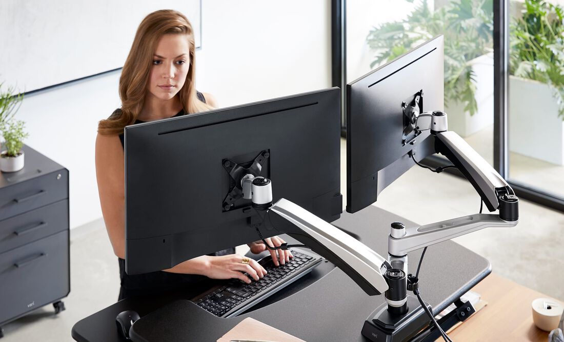 Vari Dual Monitor Arm 360 Gray - Office Depot