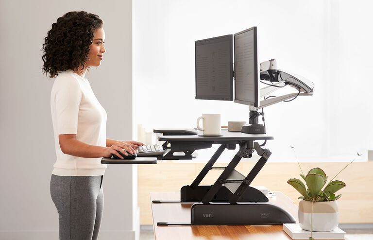 Vari VariDesk Pro Plus 36 - Adjustable Desk Converter with 11 Height  Settings - Laptop Sit Stand Desk Riser for Table Tops and Home Office-  Fully