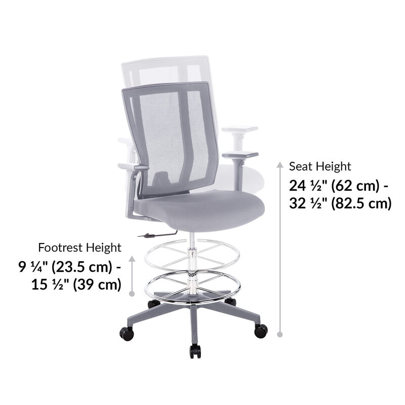 Black 2-in-1 Footrest & Ergonomic Desk Stool