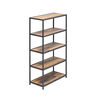 angle view of the 5-tier shelf in reclaimed wood finish