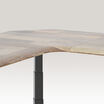 curved view of the reclaimed wood finish l shape electric standing desk