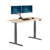 angle view of reclaimed wood finish electric standing desk with comfort edge 60x30