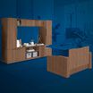 executive collection used to create modular storage in personal workspace with blue background