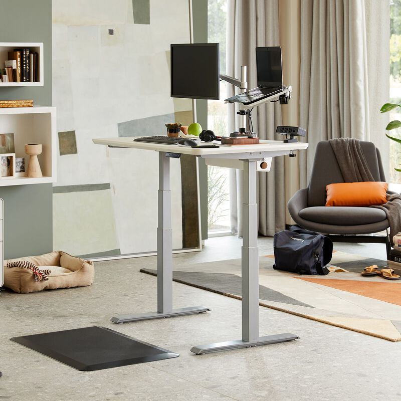 Electric Standing Desk 48x30 in raised position in a office setting. image number null