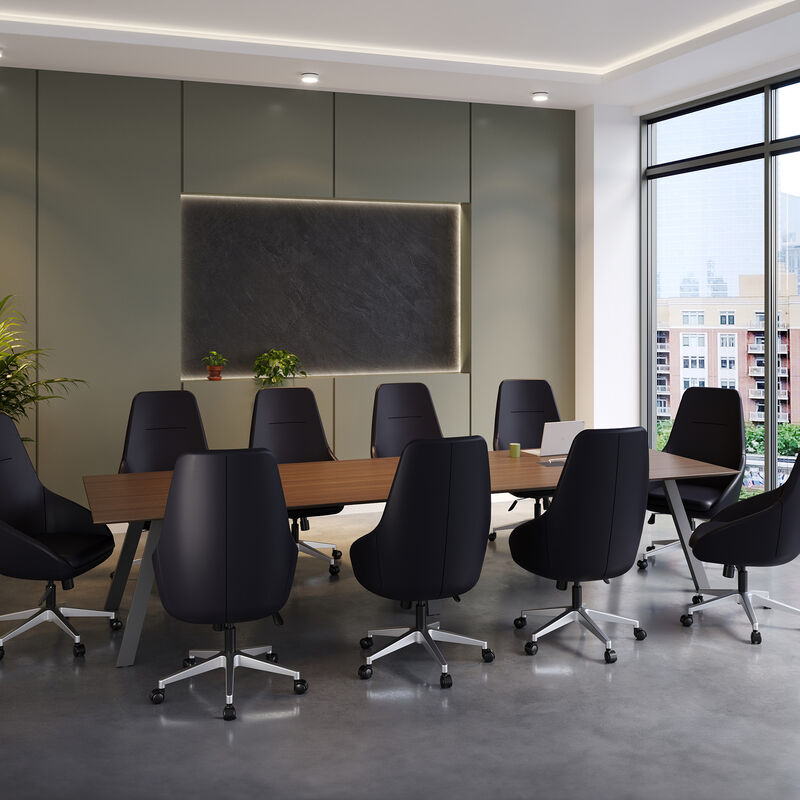 executive conference table in walnut finish setup in a workspace image number null