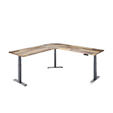 L-Shape Electric Standing Desk reclaimed wood