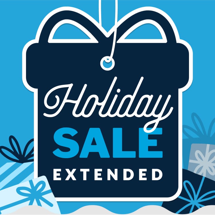 present gift tag with the words holiday sale extended