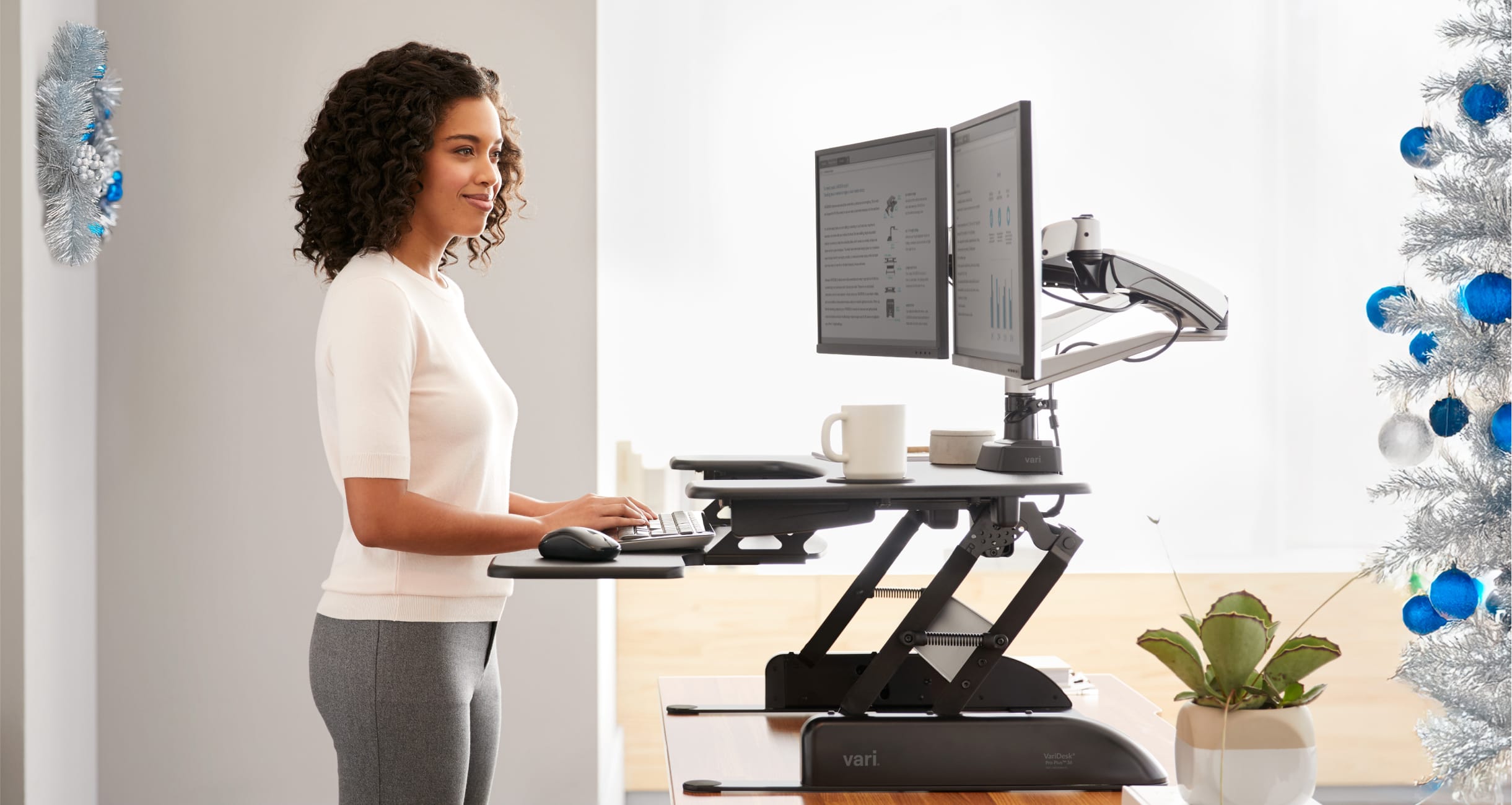 individual pressing keypad on a electric standing desk