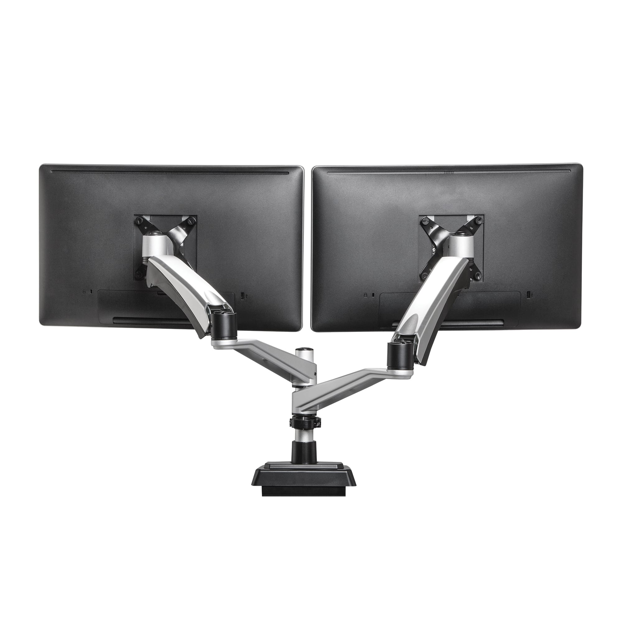 Dual Monitor Stand, Free Standing Height Adjustable Two Arm